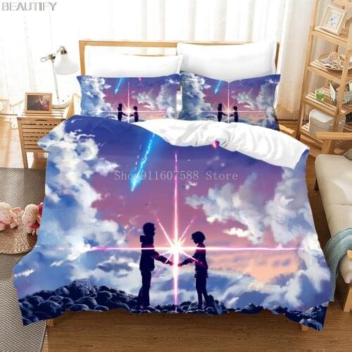 2021 Hot Your Name Movie Bedding Set Home Textile Linens Beds Set Pillowcases 2/3Pcs Bed Cover Set Anime Duvet Cover