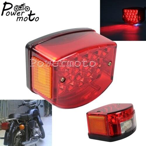 Red Motorcycle Taillights LED Lens w/ Reflector License Plate Light Tail Brake Stop Lamp for Minsk 125 cc Carpathians 50cc