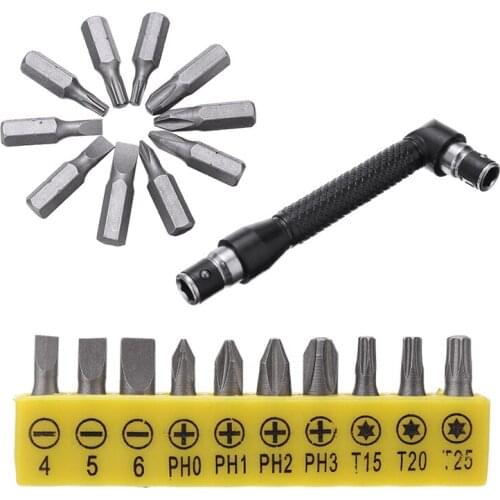 L-shaped Mini Socket Wrench Double Head Hand Wrench With 10pcs Screwdriver Bits Hand Repair Tools For Tightens Loose Screws