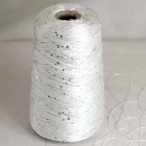 About Sales Pitch 5cm Diameter 3mm 500g Sequi Hand-Knitted C Rochet Handmade Yarn 920_16 White Silver