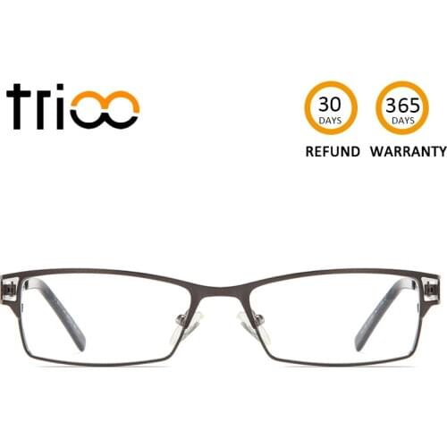 TRIOO Prescription Glasses Men Square Spectacles Metal Frames 1.6 1.67 Diopter Clear Lenses Reading Eyewear Computer Eyeglasses