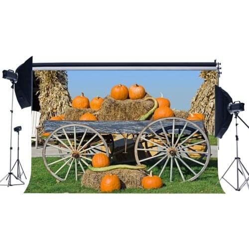Autumn Harvest Backdrop Old Barn Farmland Backdrops Pumpkin Straw Haystack Wooden Farm Car Fall Background