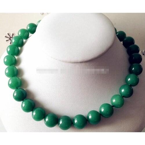 Natural green 14mm Beads Necklace 17 "