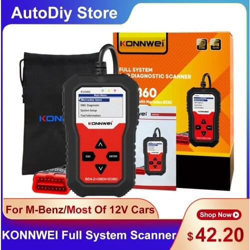 KONNWEI EOBD/OBD2 Full System Diagnostic Scanner Detection KW360 For Mercedes Benz Automatic Transmission For All 12V Vehicles
