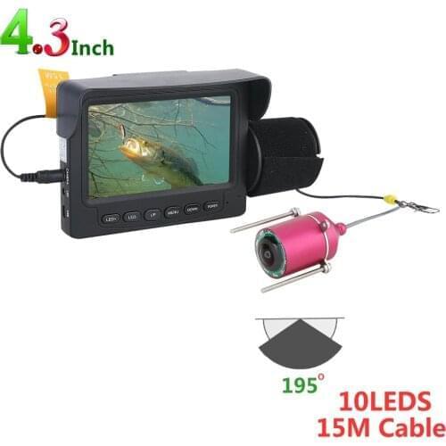 15M 1200TVL Fish Finder Underwater Fishing Camera 4.3 inch Monitor 10PCS LED Night Vision 195 Degrees Camera For ICE Fishing