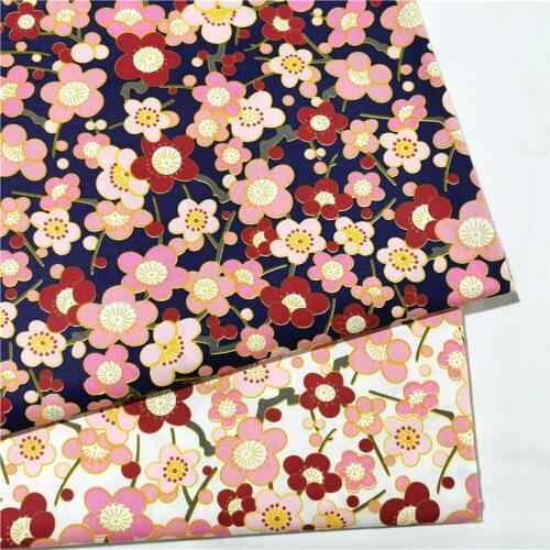 160x50cm Pastoral Red Pink Floral Style Printed Twill Cotton Fabric Small Colored Cloth Lining Handmade DIY Home Decoration