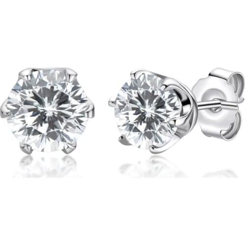 Lnngy Classic 0.5/1ct for Moissanite Gemstone Stud Earrings 925 Sterling Silver Earrings for Women Earring Lady Fashion Gifts