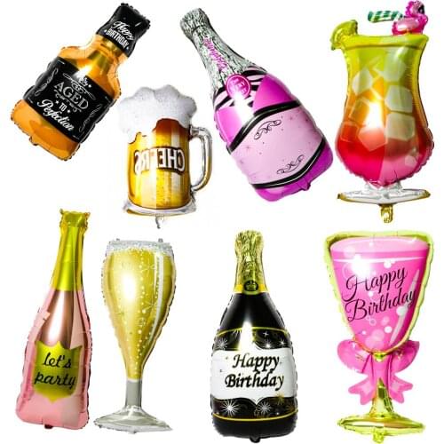 Whisky Bottle/Champagne Cup Balloons Happy Birthday Party Decorations Kids Adult King Wedding Party Balloon