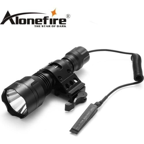 AloneFire C8 CREE XM-L2 U3 T6 LED Tactical Flashlight Torch Outdoor 20mm Mount Airsoft Rifle Scope Shotguns light 18650 battery