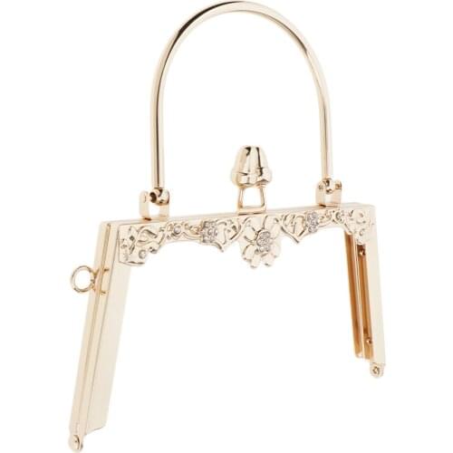 Floral Rectangular Metal Frame with Handle Kiss Clasp Installation Screws for