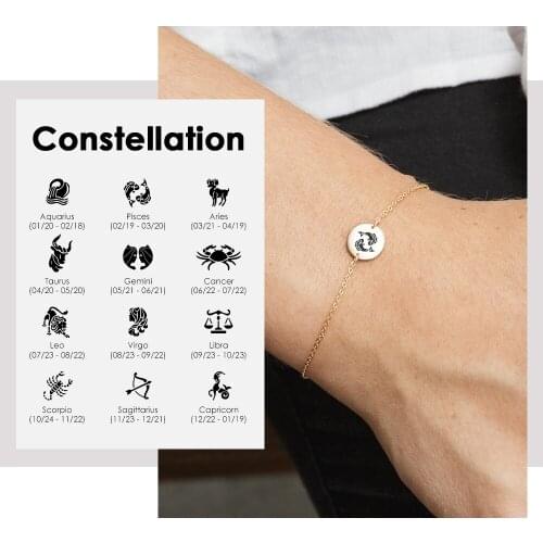 Visunion Stainless Steel Twelve Constellations Bracelet Special Engraving Minimalist Women O-Chain Jewelry Necklace Wholesale