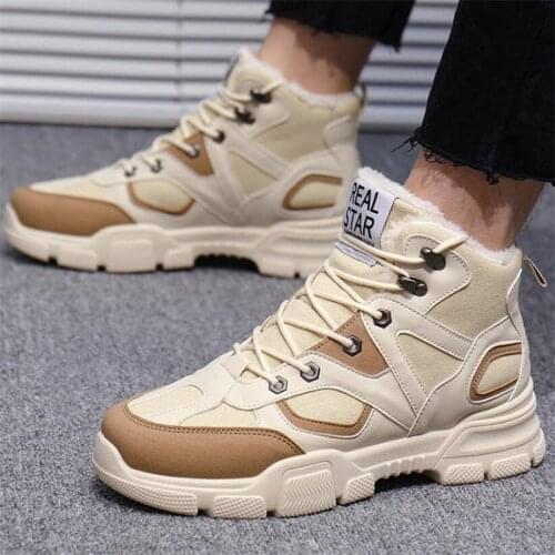 High-top snow boots winter cotton shoes plus velvet shoes warm sneakers mens shoes outdoor non-slip plus size men boots A840