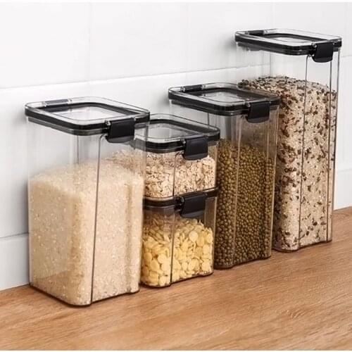 1PC Plastic Food Grade Storage Box Sealed Tank Transparent Bottle Jar Crisper Noodles Miscellaneous Grains Can Kitchen Household