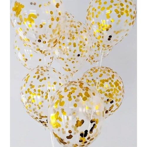 10pcs 12inch Gold Silver Clear Confetti Balloons Birthday Party Wedding Decorations Helium Ballon Baby Shower Inflatable Globos