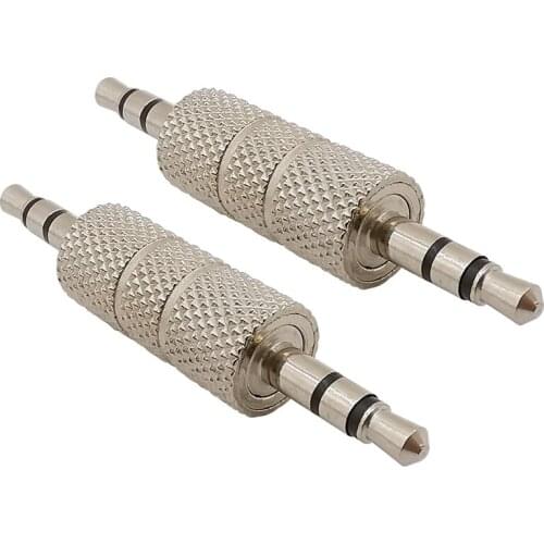 2Pcs Silver 3.5 mm Audio Plug Stereo 3.5mm Male to 3.5 Male Plug Straight Audio Headphone Adapter Connector