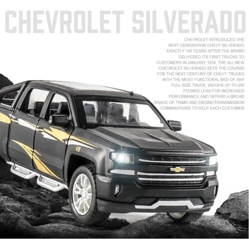 2020 Diecast Car Silverado Truck 1:32 Model Simulation Metal Alloy Pull Back Toys Collection Gifts For Kids Children