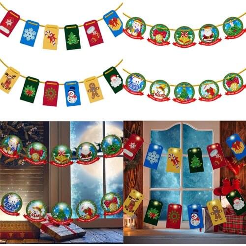 5D DIY Special Shaped Led Diamond Painting Christmas Ornaments Light New Christmas treeHanging Christmas Tree Decoration Gifts