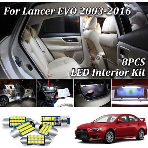 8Pcs Canbus LED Interior Light Kit For Mitsubishi Lancer Evo IX X 8 9 10 LED Interior Map Dome License Plate Light (2003-2015)