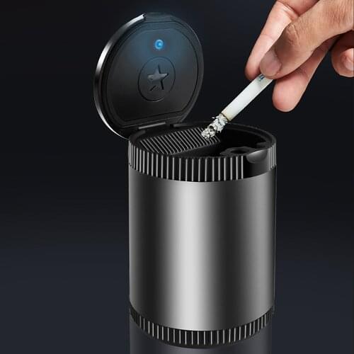 Car Accessories Car Ashtray Car Portable Ashtray Detachable Stainless Steel Portable Ashtray With Lid Led Blue Light Windproof