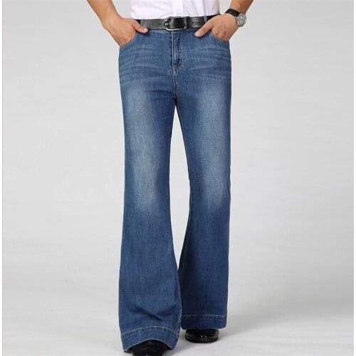 Free Shipping 2020 Mens Four Seasons New Mid-Waist Flared Jeans Stretch Slim Fashion Trend Casual Pants