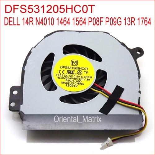 Free Shipping Original New DFS531205HC0T DC5V 0.5A For DELL 14R P08F P09G 13R 1764 N4010 1464 1564 Laptop CPU Cooler Cooling Fan