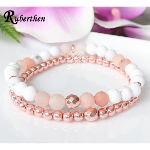 Ruberthen White Lava Stone Bracelet Essential Oil Diffuser Bracelet Aromatherapy Jewelry Dainty Lava Bead Yoga Stretch Bracelet