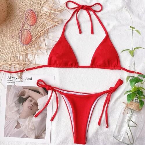 Girls Brazilian Biquini Swimming Suits Small Cup+ High Cut Bikinis 2021 Mujer Solid Black Micro Swimwear Swim Suits Thong Bikini