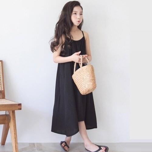 2018 Summer Autumn Teenager Girl Beach Long Dress Black Baby Toddler Childrens Clothes Kids Party Princess Dresses For Girls