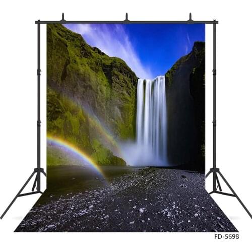 Waterfall Rainbow Lake Mountain Photography Backdrop Vinyl Background Photo Studio for Baby Children Portrait Scenic Photoshoot