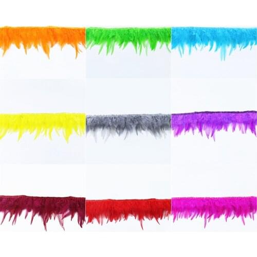 Hot Sales 1 Meter Chicken Cock Feathers Trim Cloth Sideband Chicken Pheasant Feather Trims Fringe Clothing Wedding Decoration