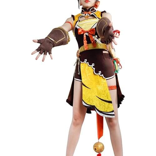 Game Genshin Impact Xiangling\s Cosplay Costume Fashion Combat Dress Halloween Party Role Play Clothing Custom