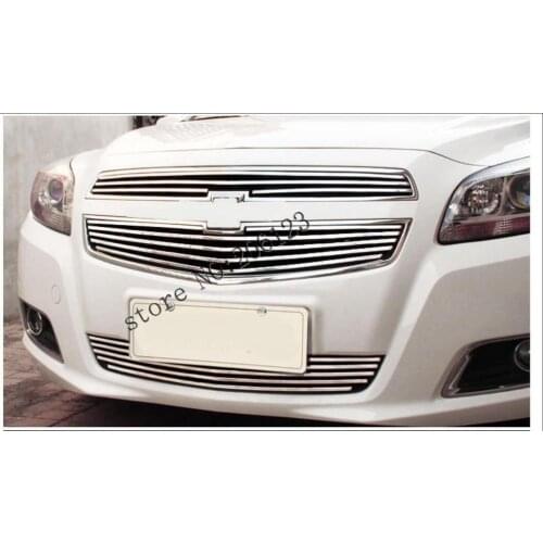 Quality Stainless steel Car front bumper Mesh Grille Around Trim Racing Grills case for Chevrolet Malibu 2012-2014