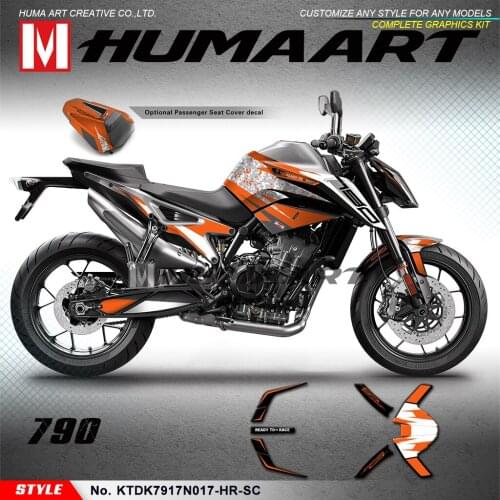 HUMAART Sport Bike Stickers Kit Motorcycle Décor Vinyl Wraps for 890 R 2020 2021 with Seat Cowl Decal, Orange