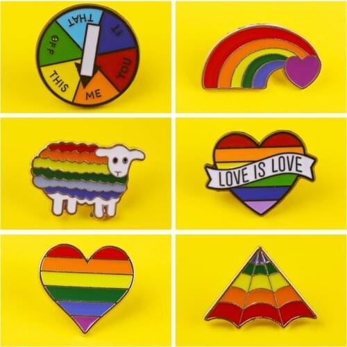 Colorful Pins Rainbow Heart Enamel Pins Sheep Love Badges On Clothes Jeans Metal Badges On a Backpack Set Stripe For Clothes