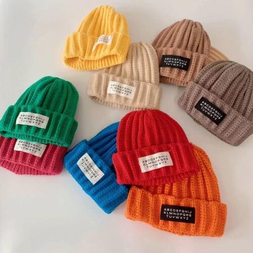 2021 autumn and winter wholesale men and women baby hip-hop knit hat big cloth label hedging fashion hat Candy color