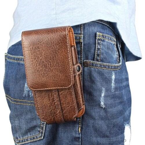 Men‘s Phone Bag Leather Hook Card Waist Bags Universal For iPhone 11 12 Pro Max X XS Huawei Samsung Xiaomi OPPO VIVO Phone Case