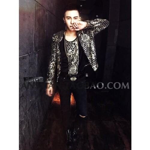 Nightclub bar male singer DJ GOGO heavy industry embroidery baroque court small suit jacket costume suit