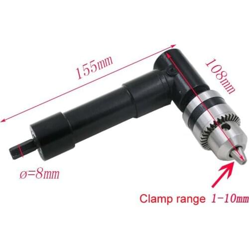6000RPM 3/8" Head 90 Degree Drill Adapter Right Angle Drill Chuck Attachment Bit Key for Electric Herramientas Para Carpinteria