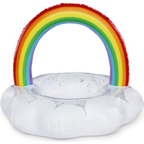 Rainbow Swimming Ring Cloud Water Buoy Mount Unicorn Pool Adult Super Large Pvc Floating Row