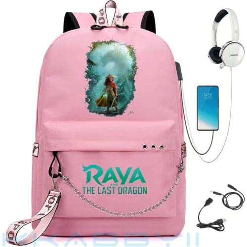Raya and The Last Dragon Backpacks Teenagers Nylon Girls Boys Student School Bags Women Usb Charging Backpack Mochilas Mujer