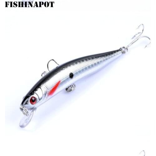 FISHINAPOT 1PCS 9.7cm /8.6g Fishing Lure Minnow Hard Bait with 2 Fishing Hooks Crankbait Wobblers Fishing Tackle Pesca 3D Eyes
