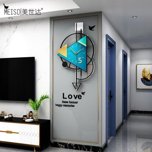 Nordic Clock Pendulum Geometry Large Watch Home Quartz Silent Wall Art Clocks Modern Acrylic Horloge Home Decor Stickers