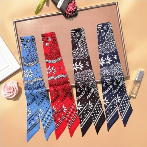 Ladies scarf new jungle leopard head brand bag handle small silk scarf tied handbag tied handbag decorated ribbon female G43