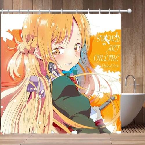 Sword Art Online Waterproof Shower Curtain Bathroom Customized Polyester Fabric Curtain