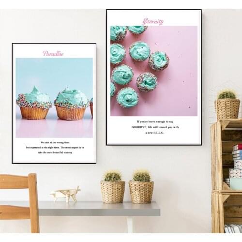 Poster Nordic HD Ice Cream Pink Romantic Background Canvas Painting Restaurant Kitchen Wall Art Living Room Home Decoration