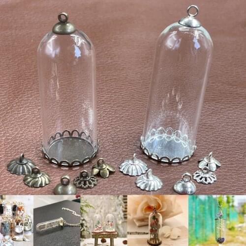 50x20mm Mini tube bell jars glass wishing bottle neccklace pendant craft glass cover bottle Micro landscape storage vase decor