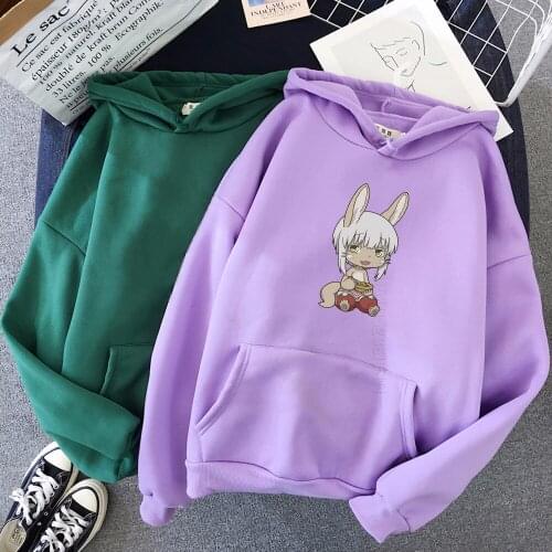 Anime Hoodie Plus Size Hoodies Cute Made In Abyss Nanaki Print Men Kawaii Hoodie Pink Women Men Daily Casual Hooded Tops