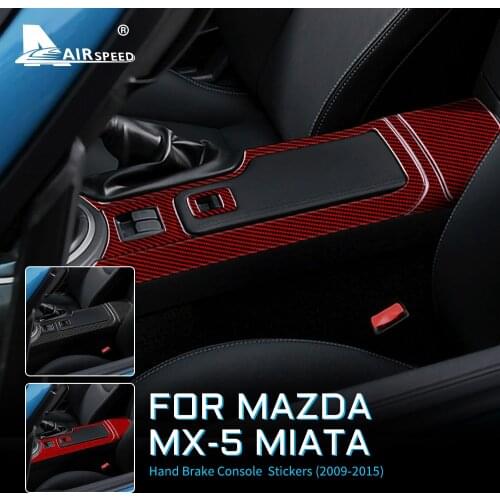 Carbon Fiber for Mazda MX 5 MIATA 2009-2015 Accessories Interior Trim Car Central Armrest Box Hand Brake Console Cover Sticker