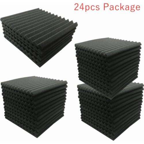 24PCS 300x300x25mm Acoustic Foam Sealing Strips Sound Proofing Protective Sponge Soundproof Absorption Panel Studio Foam