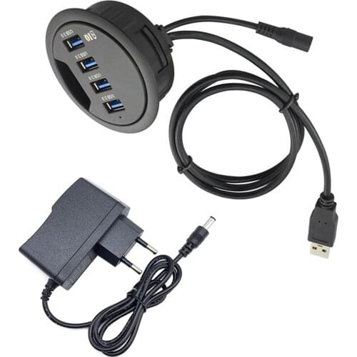 USB HUB USB3.0 Mount In Desk Multi USB3.0 Ports with SD/TF Headphone/Mircophone Port Usb Hub with Power Adapter 5V 1A